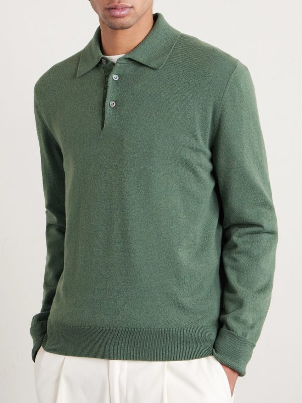 Wool and Cashmere-Blend Polo Shirt - FR Wool and Cashmere-Blend Polo Shirt - FR