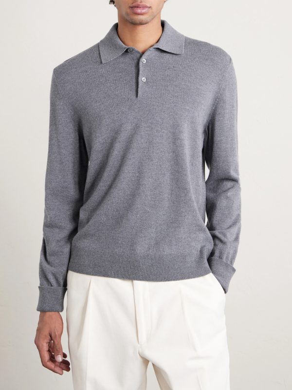 Wool and Cashmere-Blend Polo Shirt - FR Wool and Cashmere-Blend Polo Shirt - FR