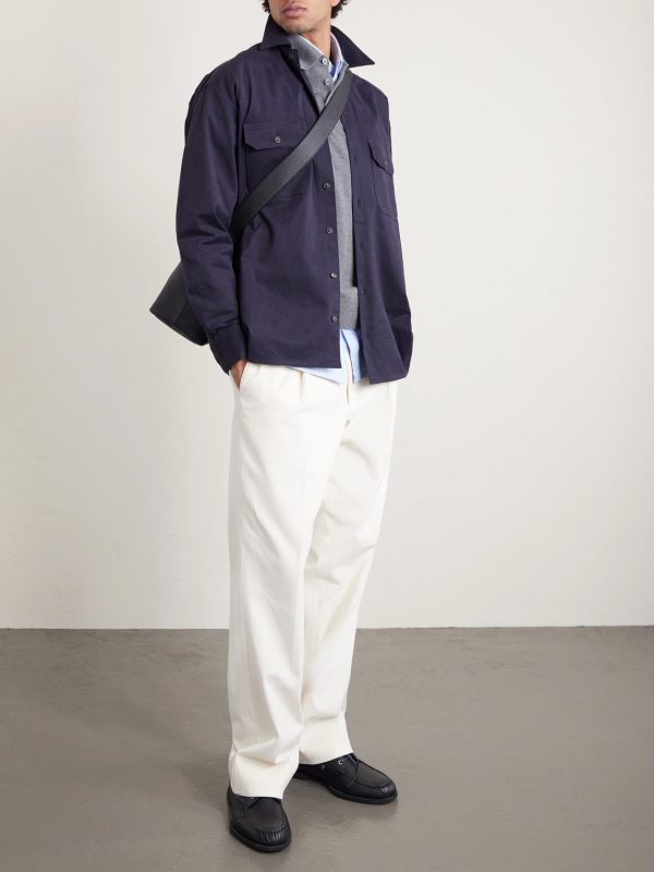Wool and Cashmere-Blend Polo Shirt - OU Wool and Cashmere-Blend Polo Shirt - OU