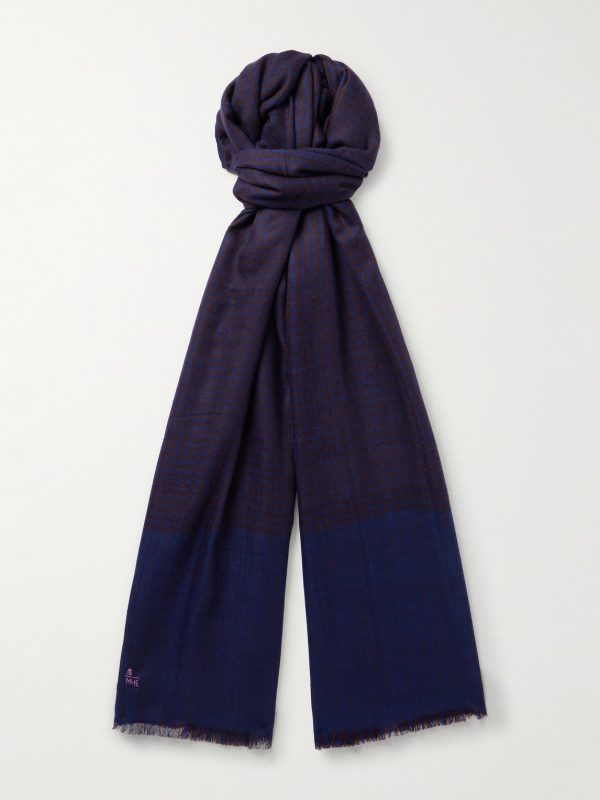 + Camoshita Frayed Checked Cashmere Scarf + Camoshita Frayed Checked Cashmere Scarf