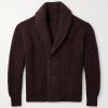 Shawl-Collar Ribbed-Knit Cashmere Cardigan Shawl-Collar Ribbed-Knit Cashmere Cardigan