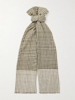 + Camoshita Frayed Checked Cashmere Scarf