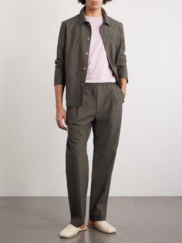 Straight-Leg Pleated Wool-Blend Seersucker Trousers - OU Straight-Leg Pleated Wool-Blend Seersucker Trousers - OU