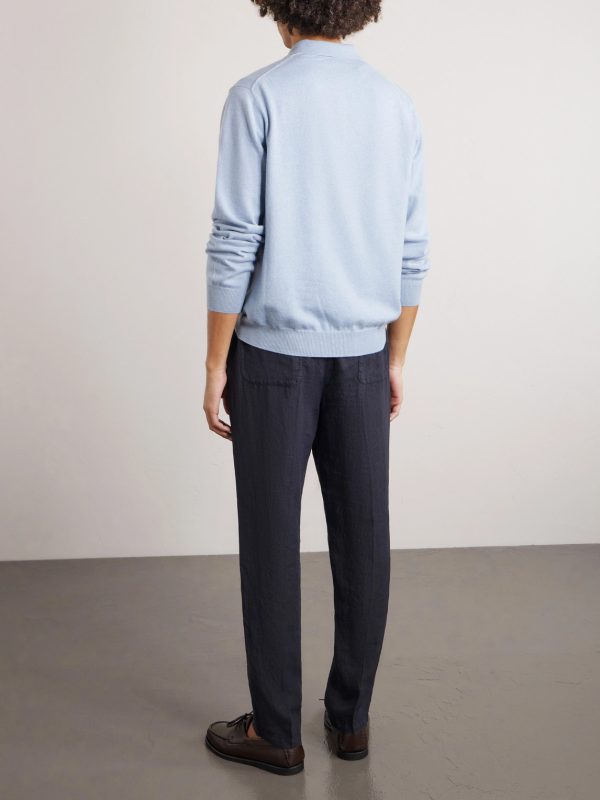 Mattia Straight-Leg Linen Drawstring Trousers - BK Mattia Straight-Leg Linen Drawstring Trousers - BK