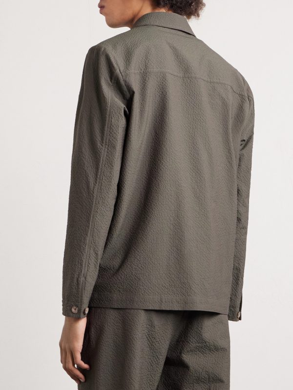Virgin Wool-Blend Seersucker Overshirt - BK Virgin Wool-Blend Seersucker Overshirt - BK