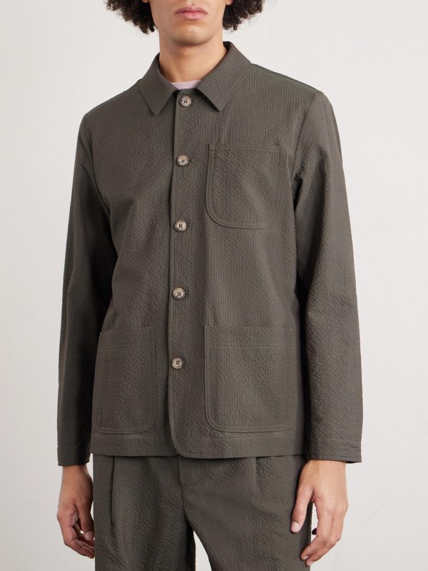 Virgin Wool-Blend Seersucker Overshirt - FR Virgin Wool-Blend Seersucker Overshirt - FR