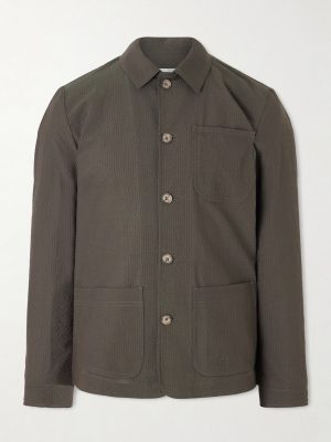 Virgin Wool-Blend Seersucker Overshirt