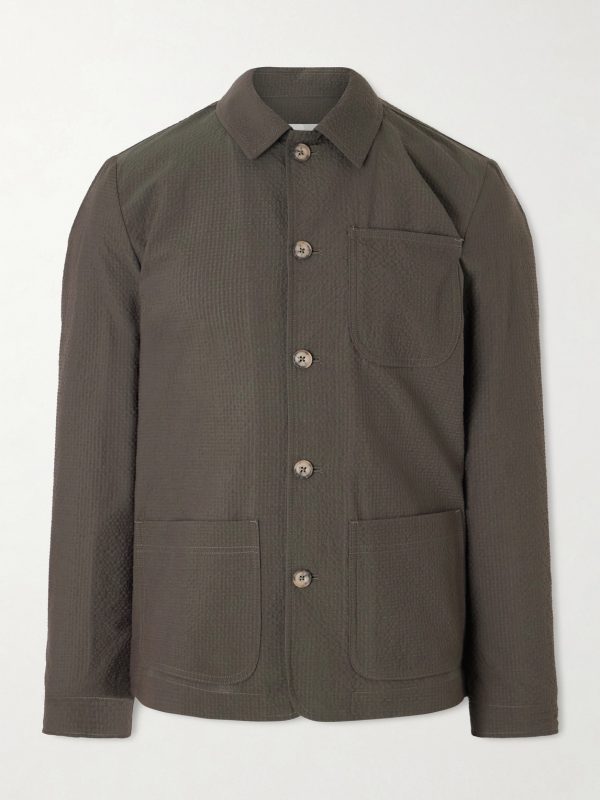 Virgin Wool-Blend Seersucker Overshirt Virgin Wool-Blend Seersucker Overshirt