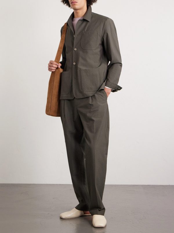 Virgin Wool-Blend Seersucker Overshirt - OU Virgin Wool-Blend Seersucker Overshirt - OU
