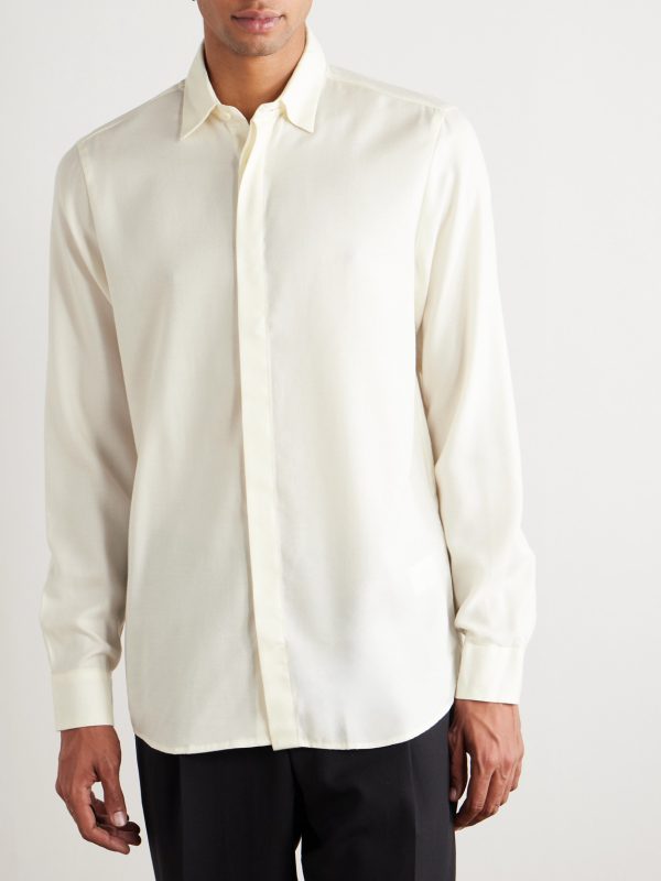 Henri Lyocell and Wool-Blend Flannel Shirt - FR