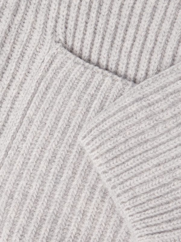 Shawl-Collar Ribbed Wool Cardigan - E1 Shawl-Collar Ribbed Wool Cardigan - E1