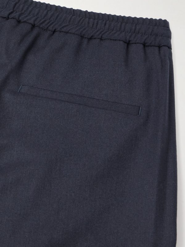Jared Straight-Leg Pleated Wool-Blend Flannel Drawstring Trousers - CU
