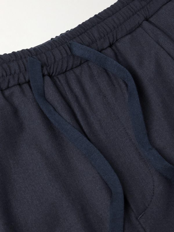 Jared Straight-Leg Pleated Wool-Blend Flannel Drawstring Trousers - E1