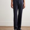 Jared Straight-Leg Pleated Wool-Blend Flannel Drawstring Trousers - FR