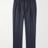 Jared Straight-Leg Pleated Wool-Blend Flannel Drawstring Trousers