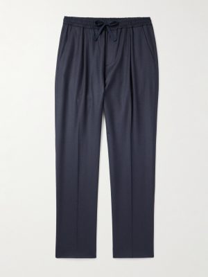 Jared Straight-Leg Pleated Wool-Blend Flannel Drawstring Trousers Jared Straight-Leg Pleated Wool-Blend Flannel Drawstring Trousers