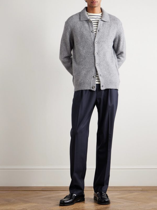 Jared Straight-Leg Pleated Wool-Blend Flannel Drawstring Trousers - OU
