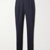 Straight-Leg Pleated Wool-Blend Seersucker Trousers Straight-Leg Pleated Wool-Blend Seersucker Trousers