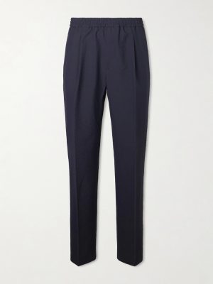 Straight-Leg Pleated Wool-Blend Seersucker Trousers Straight-Leg Pleated Wool-Blend Seersucker Trousers