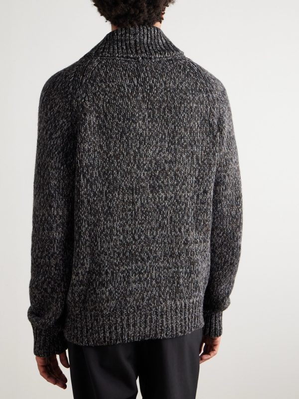 Double-Breasted Shawl-Collar Knitted Cardigan - BK
