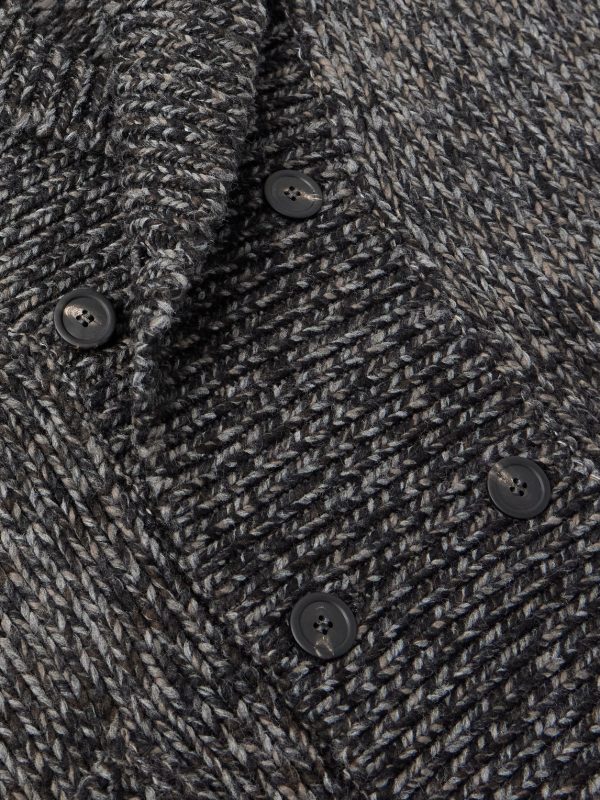 Double-Breasted Shawl-Collar Knitted Cardigan - CU