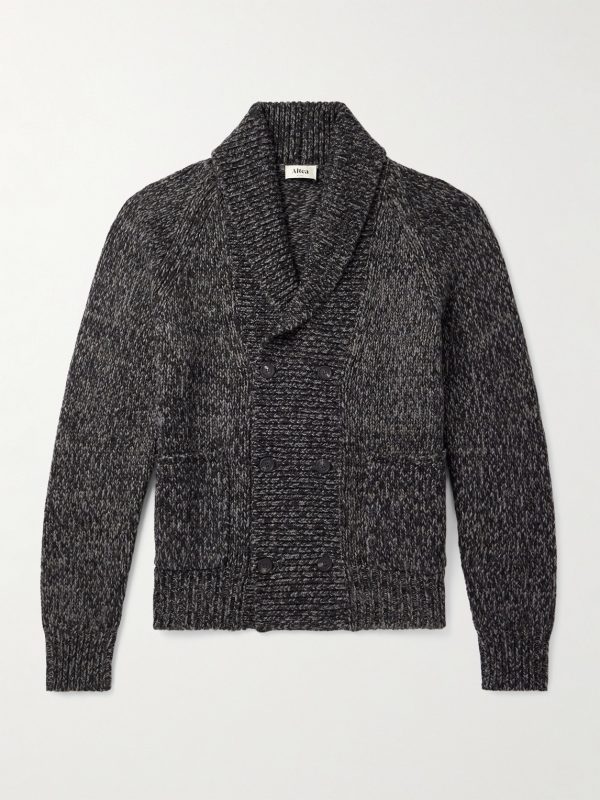Double-Breasted Shawl-Collar Knitted Cardigan