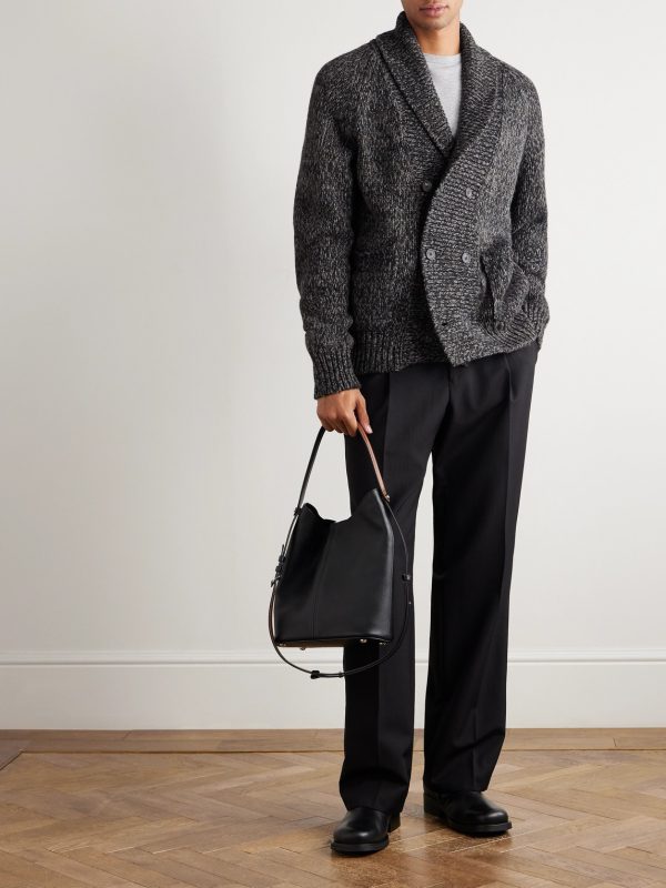 Double-Breasted Shawl-Collar Knitted Cardigan - OU