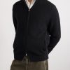 Matt Ribbed Cashmere Zip-Up Cardigan - FR Matt Ribbed Cashmere Zip-Up Cardigan - FR