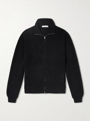 Matt Ribbed Cashmere Zip-Up Cardigan Matt Ribbed Cashmere Zip-Up Cardigan