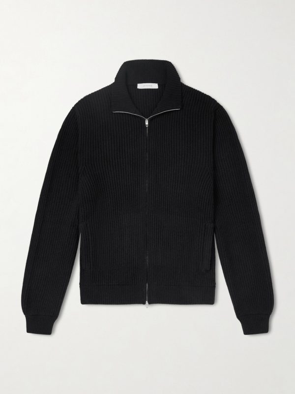 Matt Ribbed Cashmere Zip-Up Cardigan Matt Ribbed Cashmere Zip-Up Cardigan
