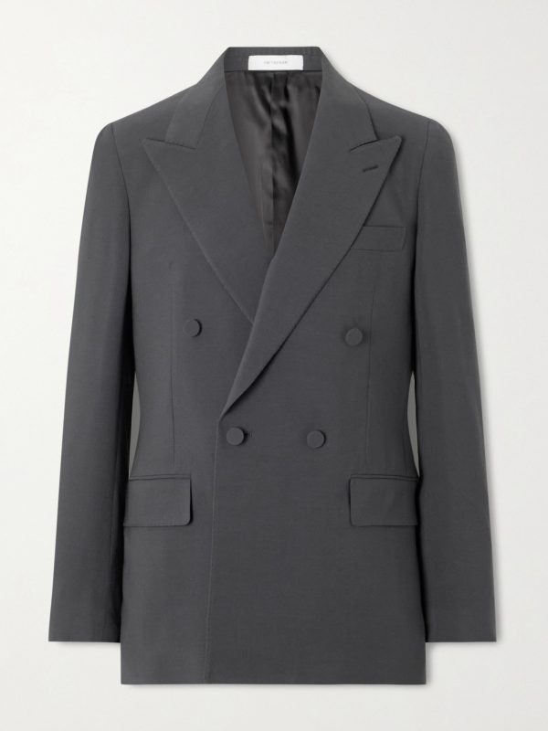 Richard Double-Breasted Silk and Wool-Blend Blazer