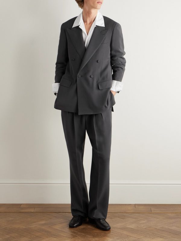 Richard Double-Breasted Silk and Wool-Blend Blazer - OU