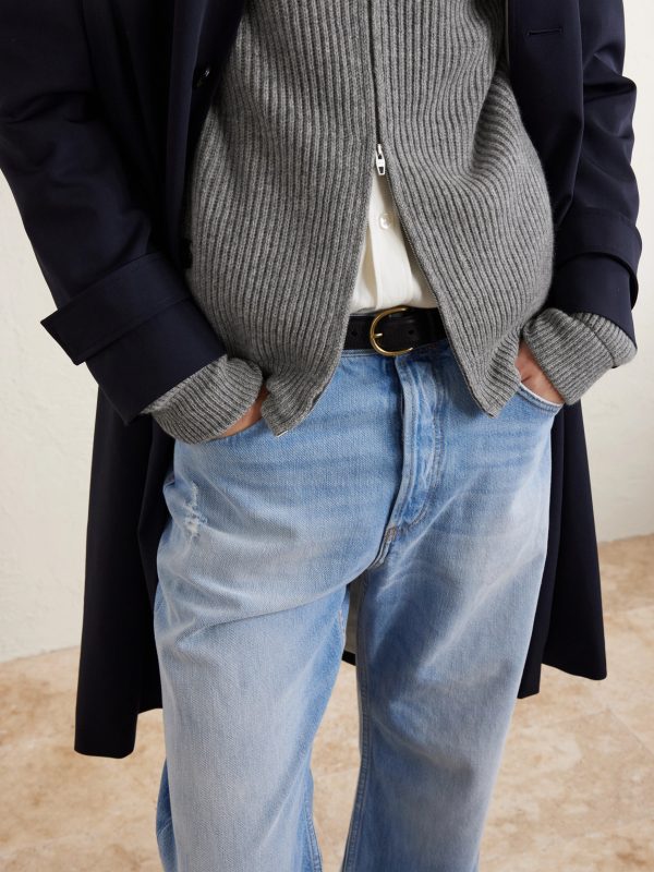 Matt Ribbed Cashmere Zip-Up Cardigan - CU Matt Ribbed Cashmere Zip-Up Cardigan - CU
