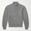 Matt Ribbed Cashmere Zip-Up Cardigan Matt Ribbed Cashmere Zip-Up Cardigan