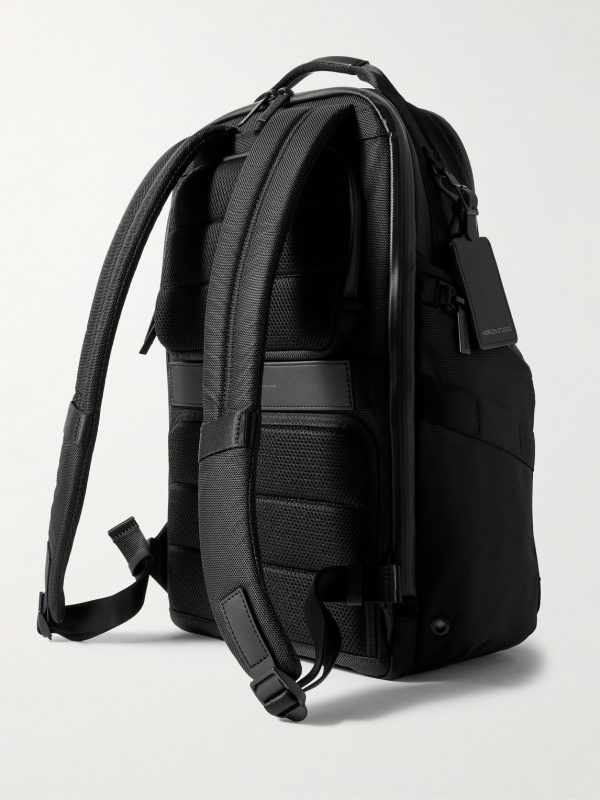Midtown Leather-Trimmed Shell Backpack - BK