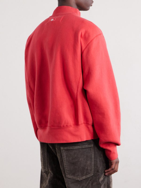 Logo-Embroidered Cotton Half-Zip Sweater - BK Logo-Embroidered Cotton Half-Zip Sweater - BK