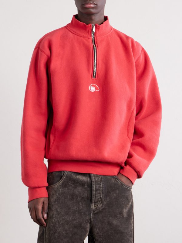 Logo-Embroidered Cotton Half-Zip Sweater - FR Logo-Embroidered Cotton Half-Zip Sweater - FR