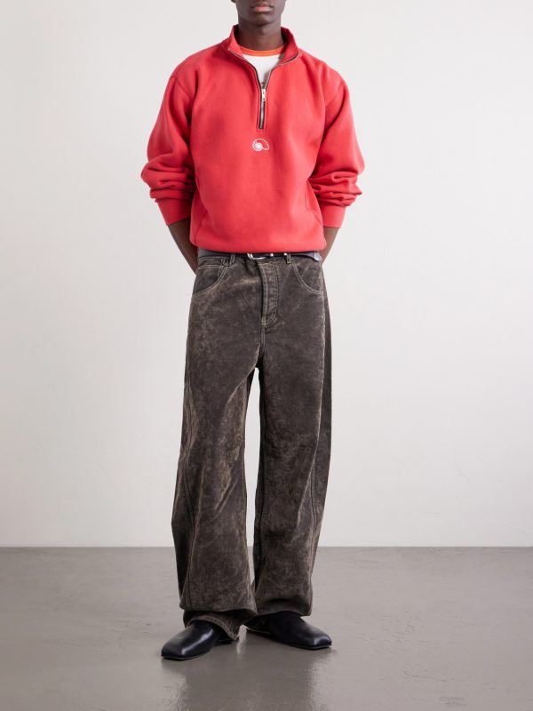 Logo-Embroidered Cotton Half-Zip Sweater - OU Logo-Embroidered Cotton Half-Zip Sweater - OU
