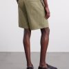 Pleated Straight-leg Cotton-Blend Shorts - BK Pleated Straight-leg Cotton-Blend Shorts - BK