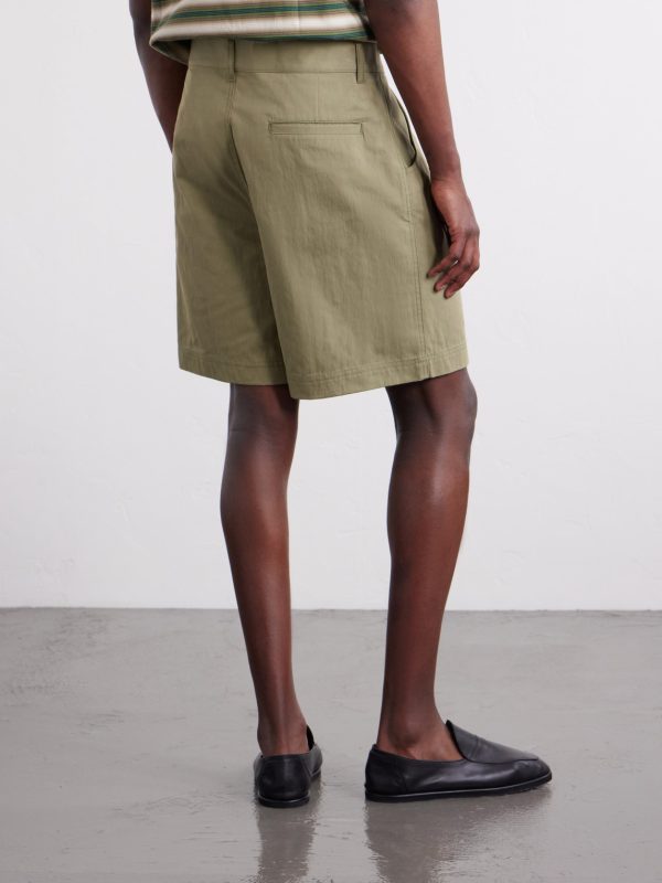 Pleated Straight-leg Cotton-Blend Shorts - BK Pleated Straight-leg Cotton-Blend Shorts - BK