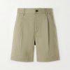 Pleated Straight-leg Cotton-Blend Shorts Pleated Straight-leg Cotton-Blend Shorts