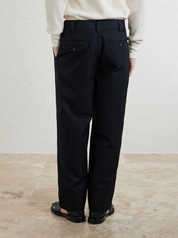 Straight-Leg Pleated Cotton-Canvas Trousers - BK Straight-Leg Pleated Cotton-Canvas Trousers - BK