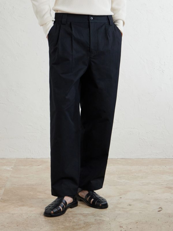 Straight-Leg Pleated Cotton-Canvas Trousers - FR Straight-Leg Pleated Cotton-Canvas Trousers - FR