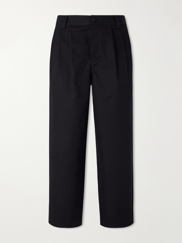 Straight-Leg Pleated Cotton-Canvas Trousers Straight-Leg Pleated Cotton-Canvas Trousers