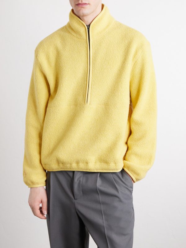 Wool-Blend Fleece-Bouclé Half-Zip Sweater - FR Wool-Blend Fleece-Bouclé Half-Zip Sweater - FR