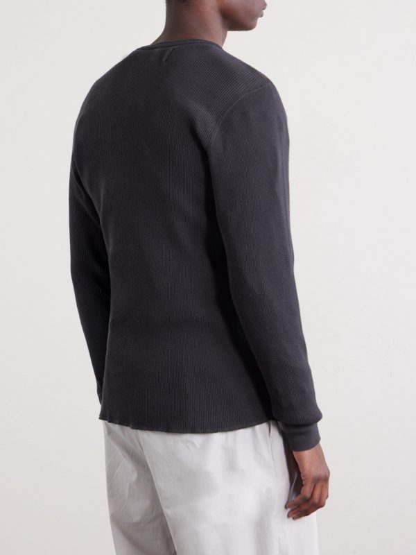 Waffle-Knit Cotton Sweater - BK Waffle-Knit Cotton Sweater - BK