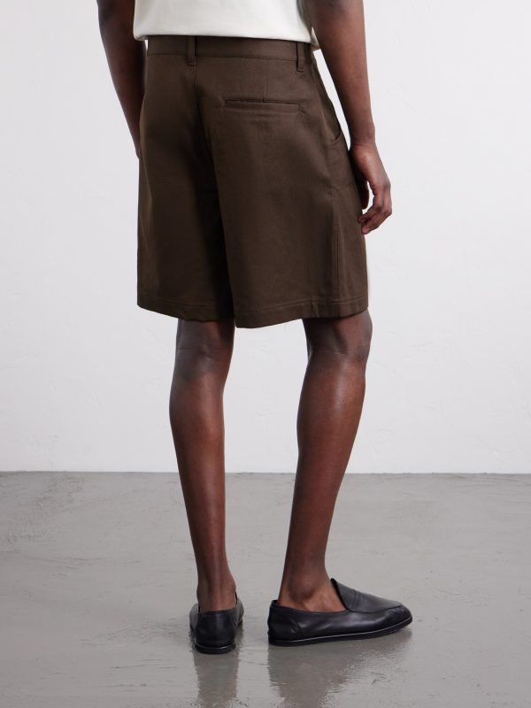 Straight-Leg Pleated Cotton and Linen-Blend Shorts - BK Straight-Leg Pleated Cotton and Linen-Blend Shorts - BK