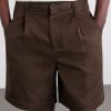 Straight-Leg Pleated Cotton and Linen-Blend Shorts - CU Straight-Leg Pleated Cotton and Linen-Blend Shorts - CU