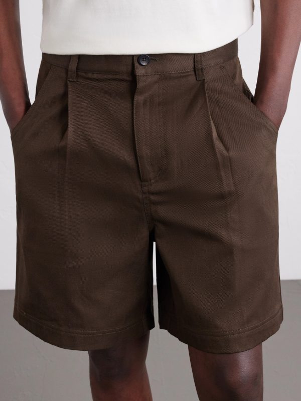 Straight-Leg Pleated Cotton and Linen-Blend Shorts - CU Straight-Leg Pleated Cotton and Linen-Blend Shorts - CU