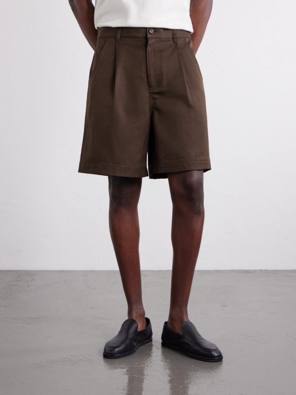 Straight-Leg Pleated Cotton and Linen-Blend Shorts - FR Straight-Leg Pleated Cotton and Linen-Blend Shorts - FR